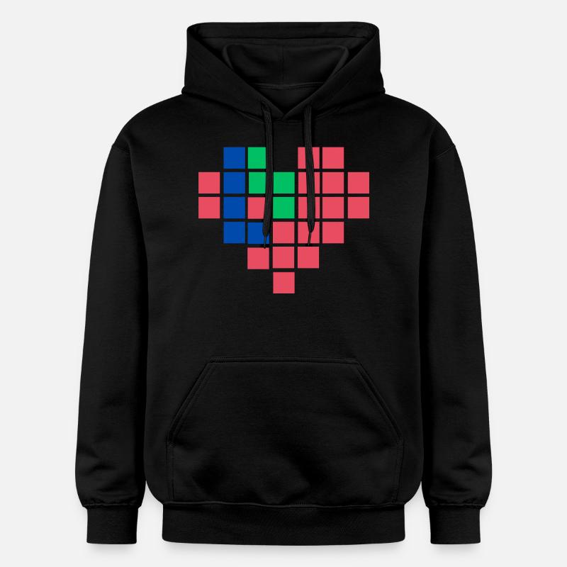 Coeur de pixels - Sweat à capuche Softstyle® Gildan Unisexe - noir
