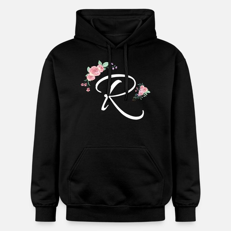 Lettre r fleurs - Sweat à capuche Softstyle® Gildan Unisexe - noir