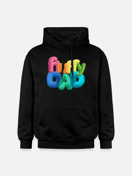 Fluffy Dad - Tipografia colorata e soffice - Felpa con cappuccio unisex Softstyle® Gildan con grammatura media - nero