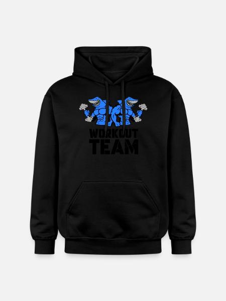 Shark Hai Bodybuilding Workout - Gildan Unisex Softstyle® Midweight Hoodie - black