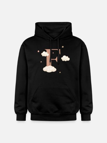 Letter f clouds stars - Gildan Unisex Softstyle® Midweight Hoodie - black