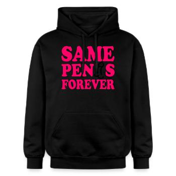 Same penis forever - Gildan Unisex Softstyle® Midweight Hoodie - Schwarz - Vorne - Marisol (170cm) & Nik (191cm)