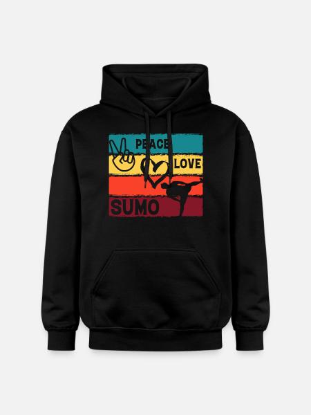 Peace Love Sumo - Gildan Unisex Softstyle® Midweight Hoodie - black