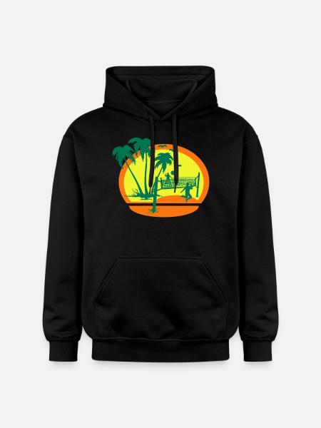 Sunset Beach Volleyball - Gildan Unisex Softstyle® Midweight Hoodie - black