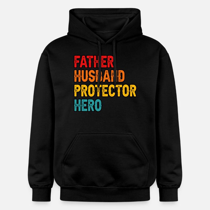 Père Mari Protecteur Héros - Sweat à capuche Softstyle® Gildan Unisexe - noir