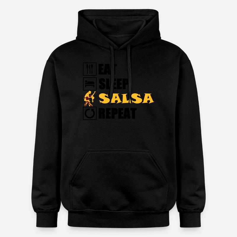 eat sleep SALSA repeat - Gildan Unisex Softstyle® Midweight Hoodie - Schwarz