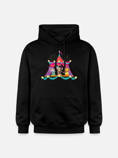 Circus - Monkey Circus - Circus Animals Hare Lion - Gildan Unisex Softstyle® Midweight Hoodie - black