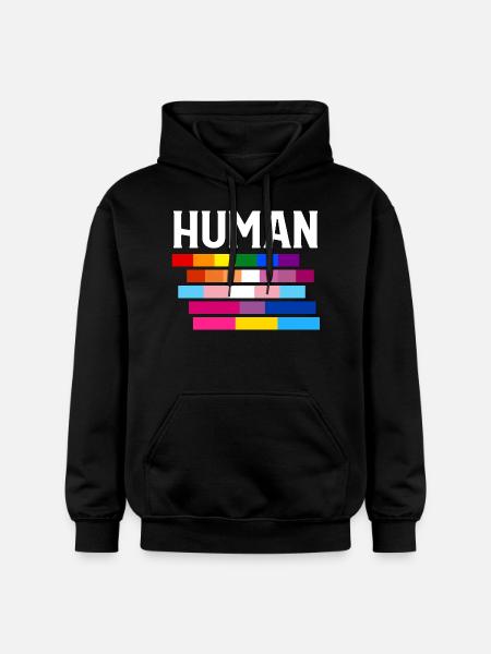 LGBT HUMAN Pride - Gildan Unisex Softstyle® Midweight Hoodie - black