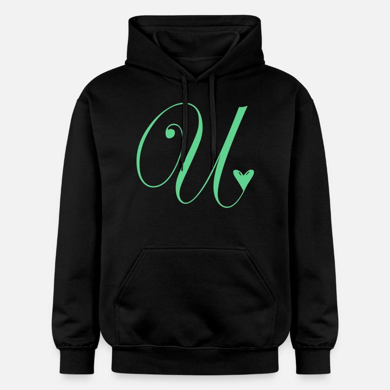 Monogramme U Cœur Vigne - Sweat à capuche Softstyle® Gildan Unisexe - noir