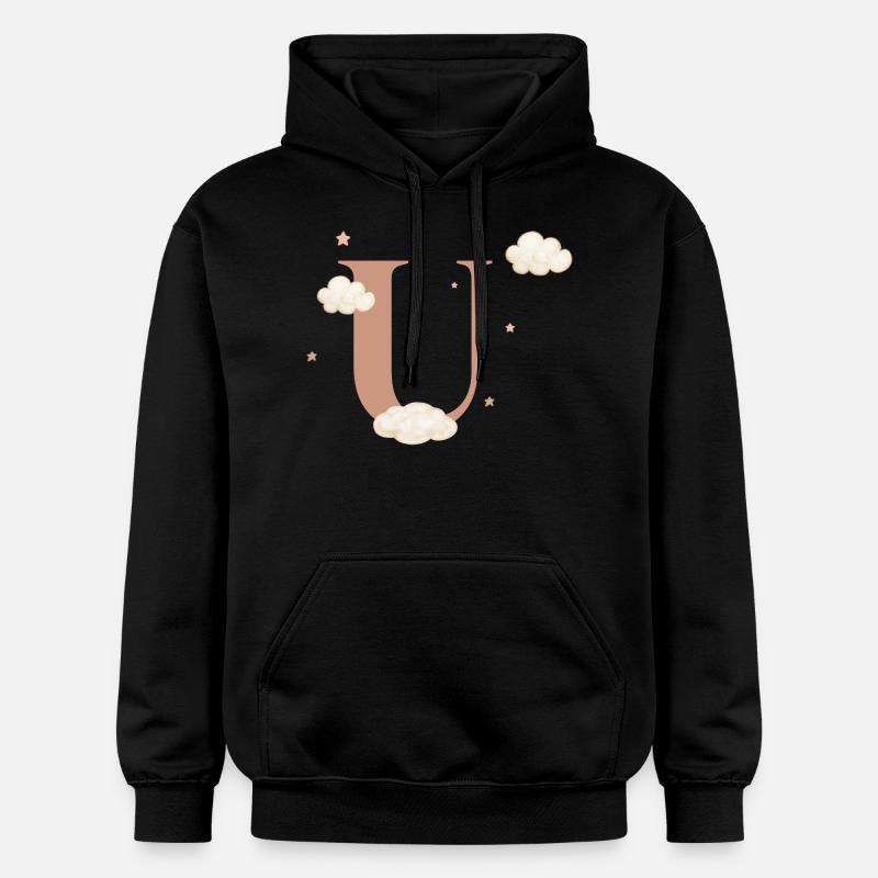 Lettre u nuages étoiles - Sweat à capuche Softstyle® Gildan Unisexe - noir