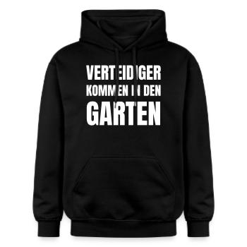 Verteidiger kommen in den Garten - Gildan Unisex Softstyle® Midweight Hoodie - Schwarz - Vorne - Marisol (170cm) & Nik (191cm)
