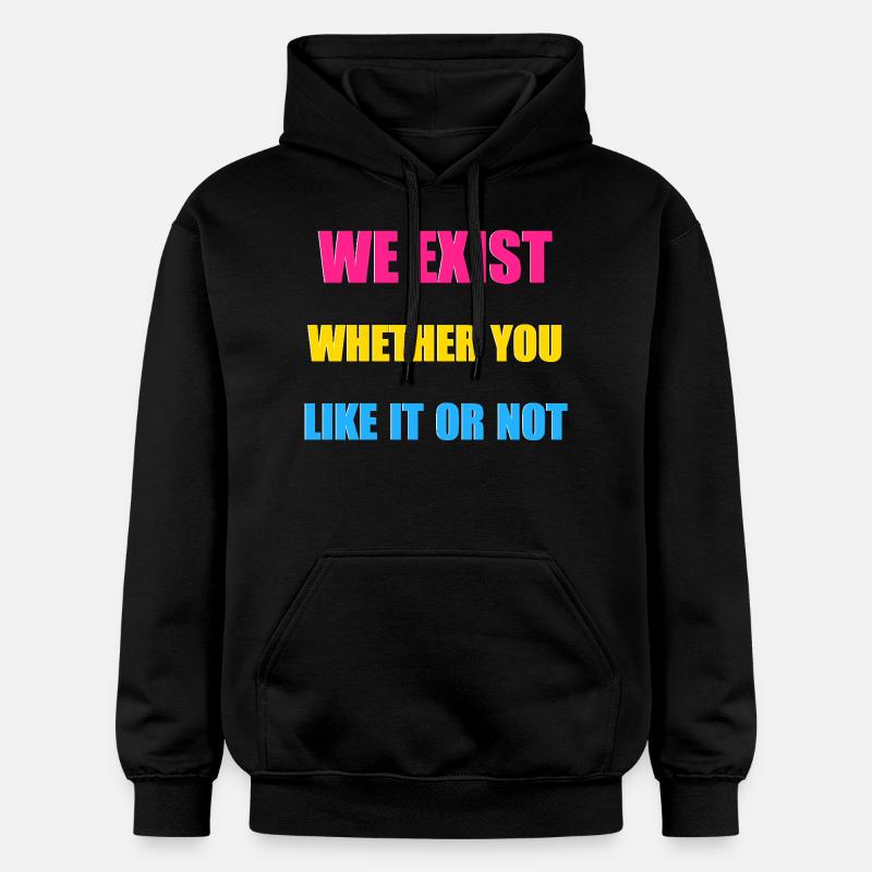 Nous existons - Drapeau pansexuel - Sweat à capuche Softstyle® Gildan Unisexe - noir