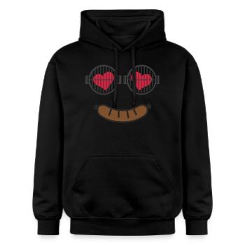 Grillen Grillmaster grillt BBQ-Wurst Holzkohle - Gildan Unisex Softstyle® Midweight Hoodie - Schwarz - Vorne - Marisol (170cm) & Nik (191cm)