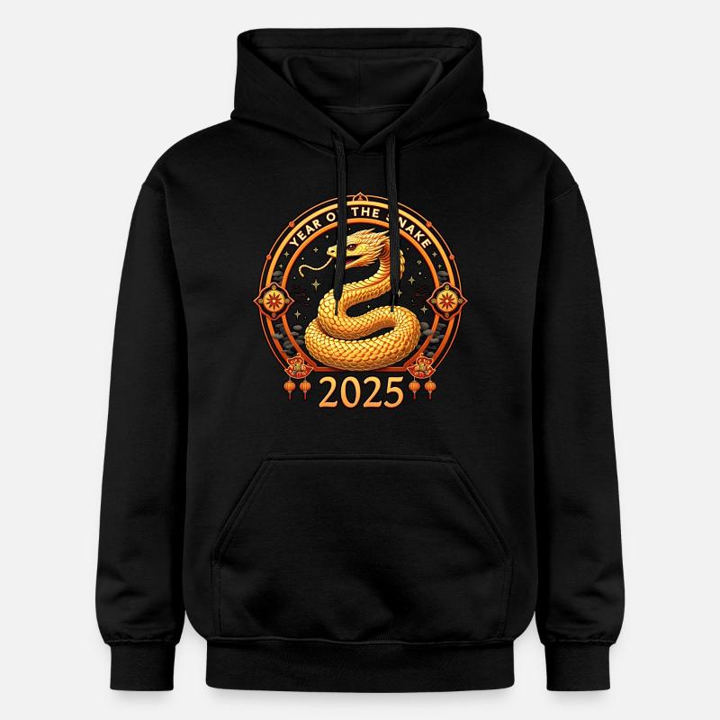 Chine heureuse - Serpent 2025 - Sweat à capuche Softstyle® Gildan Unisexe - noir