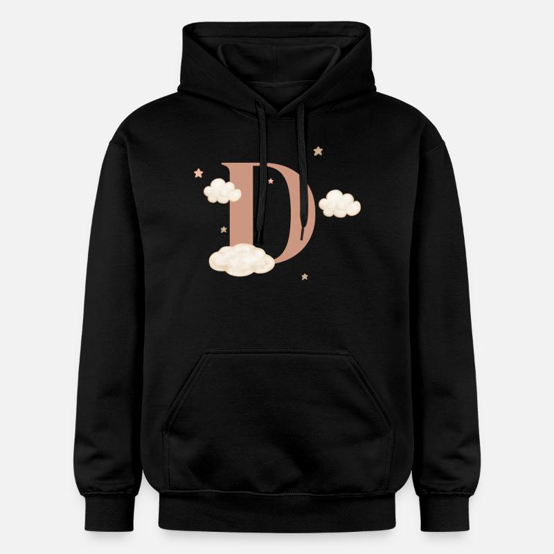 Lettre d nuages étoiles - Sweat à capuche Softstyle® Gildan Unisexe - noir
