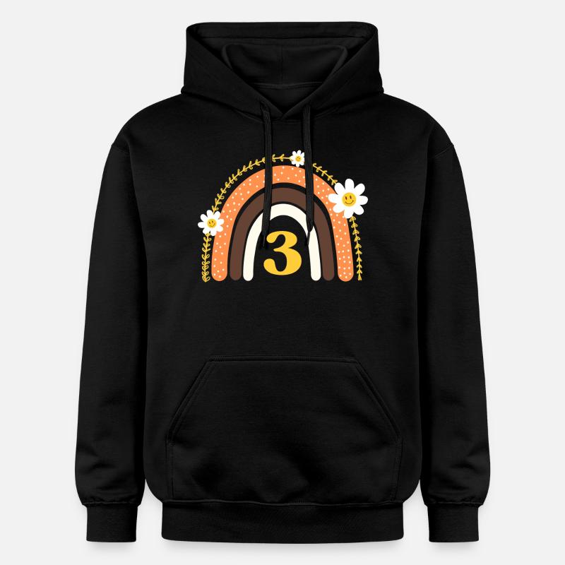 3e anniversaire rainbow jaune - Sweat à capuche Softstyle® Gildan Unisexe - noir