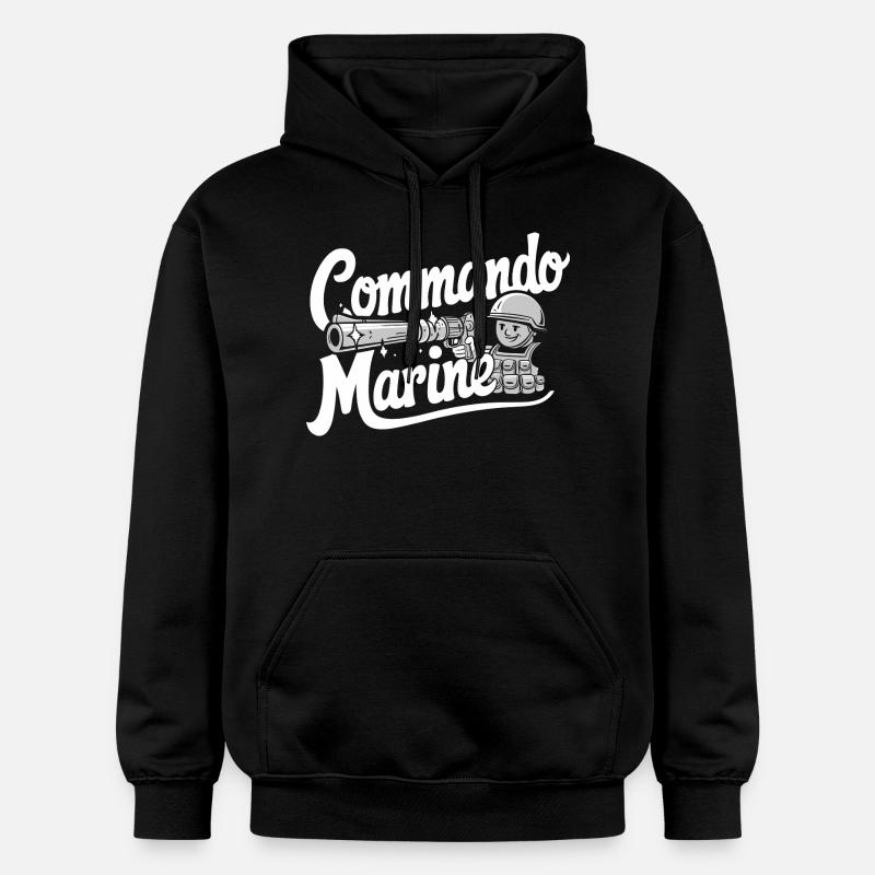 Commando Marine - Sweat à capuche Softstyle® Gildan Unisexe - noir