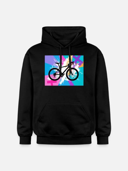 illustration,mountain bike,road bike,graffiti,pink - Gildan Unisex Softstyle® Midweight Hoodie - black