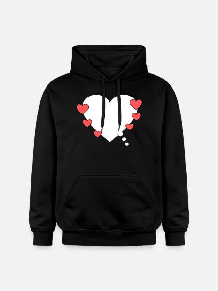 Thought bubble with heart - Gildan Unisex Softstyle® Midweight Hoodie - black
