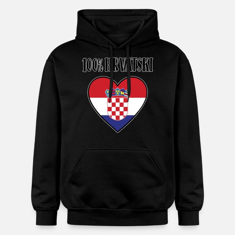 100 Hrvatska Croatie Drapeau Coeur - Sweat à capuche Softstyle® Gildan Unisexe - noir