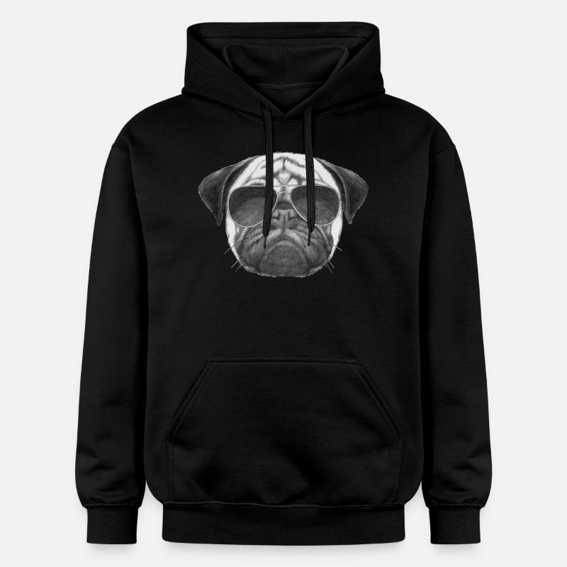 mops pug - Sweat à capuche Softstyle® Gildan Unisexe - noir