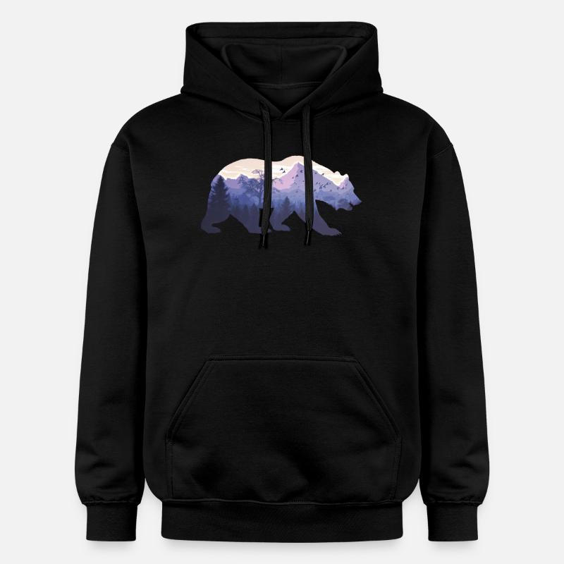 Ours silhouette avec fond - Sweat à capuche Softstyle® Gildan Unisexe - noir