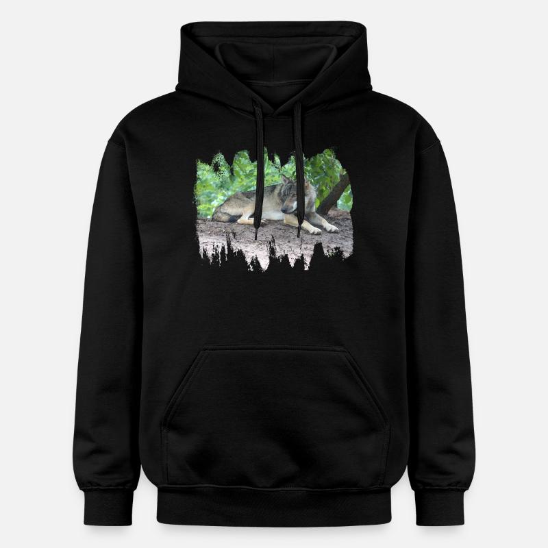 Loup gris - Sweat à capuche Softstyle® Gildan Unisexe - noir