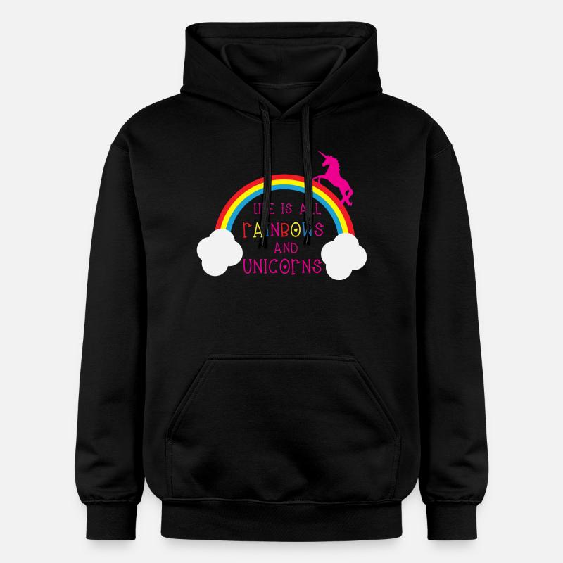 Rainbows & Unicorns - Sweat à capuche Softstyle® Gildan Unisexe - noir