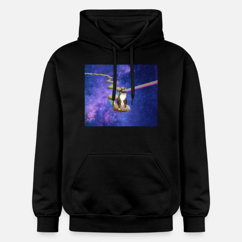 Mignon chat tigré dans l’espace - Sweat à capuche Softstyle® Gildan Unisexe - noir