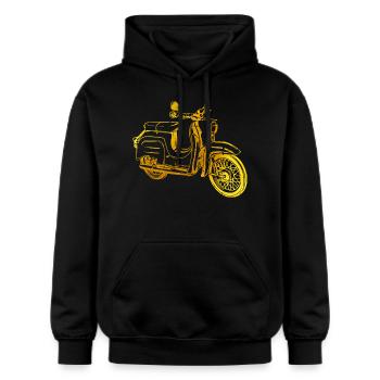 Simson Schwalbe DDR Moped - Gildan Unisex Softstyle® Midweight Hoodie - Schwarz - Vorne - Marisol (170cm) & Nik (191cm)