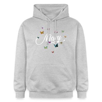 MARY - Girl's name with colorful butterflies - Gildan Unisex Softstyle® Midweight Hoodie - light heather grey - Front - Liana (172cm) & Jaron (178cm)