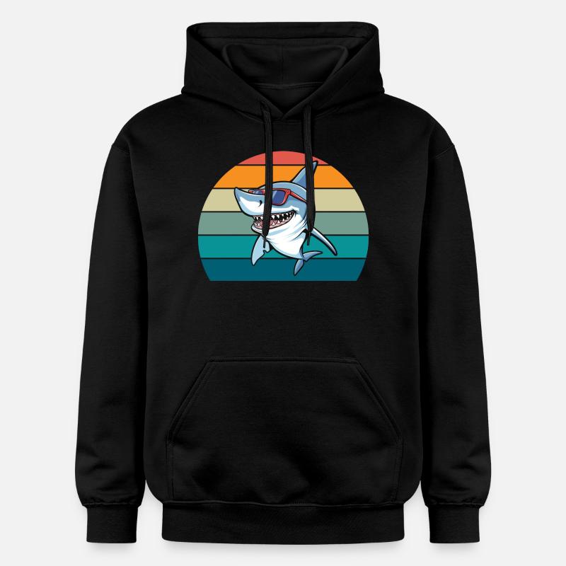 Requin rétro - Sweat à capuche Softstyle® Gildan Unisexe - noir