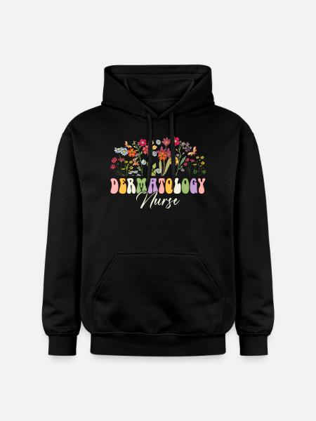 Dermatology Nurse Flowers - Gildan Unisex Softstyle® Midweight Hoodie - black