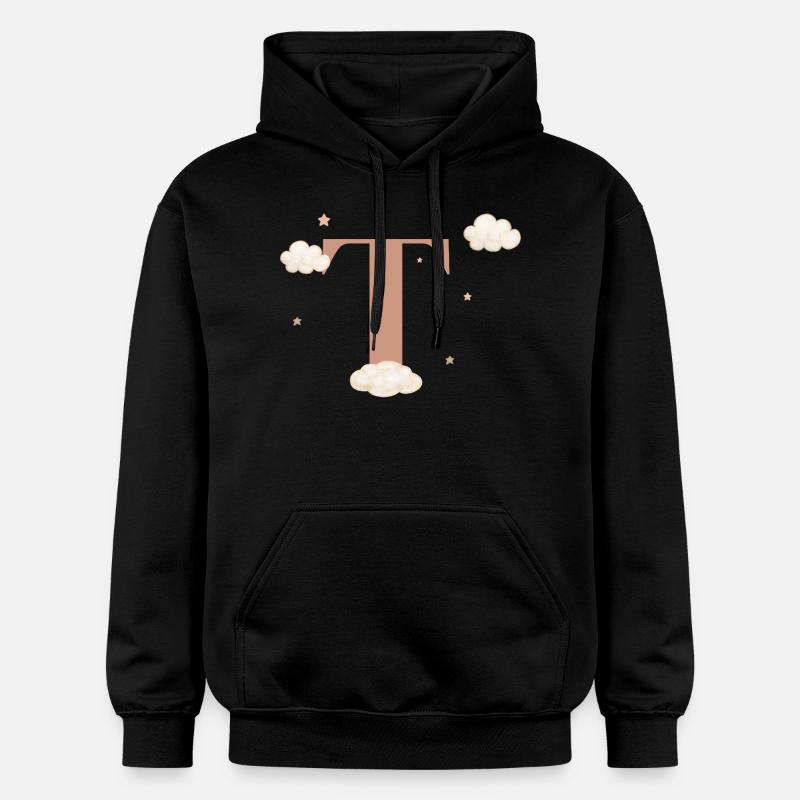 Lettre t nuages étoiles - Sweat à capuche Softstyle® Gildan Unisexe - noir