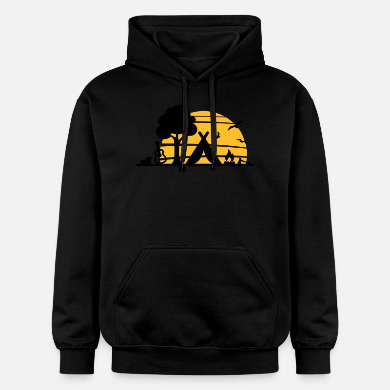 Freizeit - Camping Zelten Sonne - Gildan Unisex Softstyle® Midweight Hoodie - Schwarz