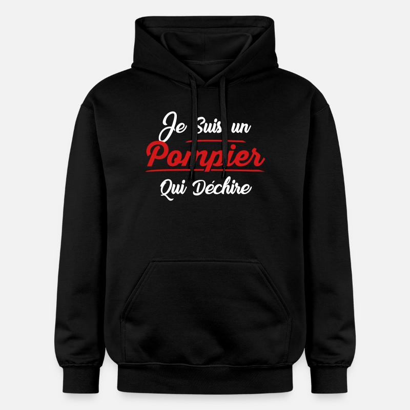 pompier qui dechire - Sweat à capuche Softstyle® Gildan Unisexe - noir