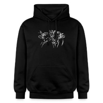 Kühe Küsse - Gildan Unisex Softstyle® Midweight Hoodie - Schwarz - Vorne - Marisol (170cm) & Nik (191cm)