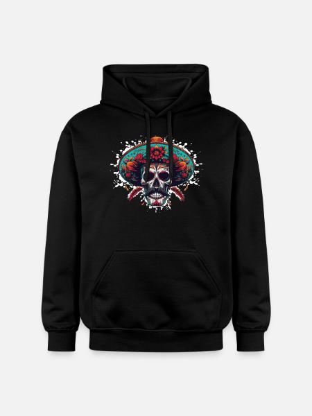 Mexican Skull - Gildan Unisex Softstyle® Midweight Hoodie - black