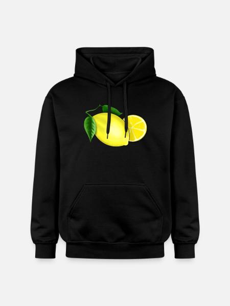 Fresh lemon with leaf - Gildan Unisex Softstyle® Midweight Hoodie - black