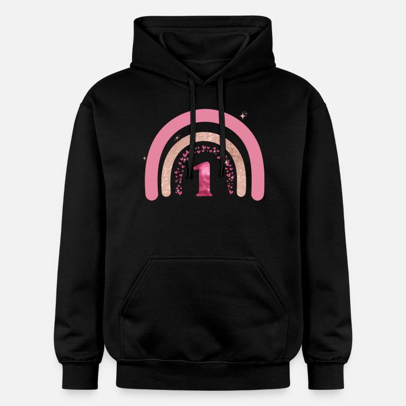 1e anniversaire rainbow rose - Sweat à capuche Softstyle® Gildan Unisexe - noir