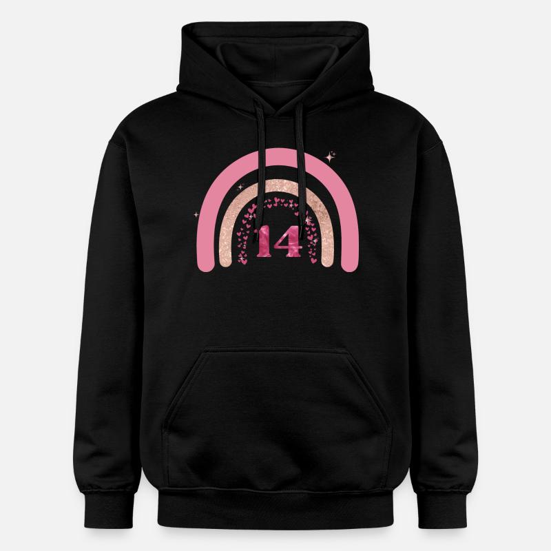 14e anniversaire rainbow rose - Sweat à capuche Softstyle® Gildan Unisexe - noir