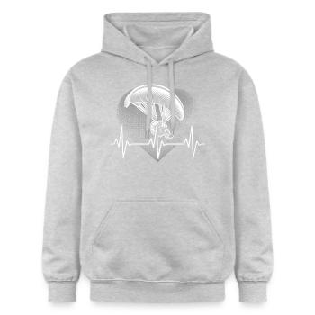 Herzschlag Gleitschirmflieger - Gildan Unisex Softstyle® Midweight Hoodie - Hellgrau meliert - Vorne - Liana (172cm) & Jaron (178cm)
