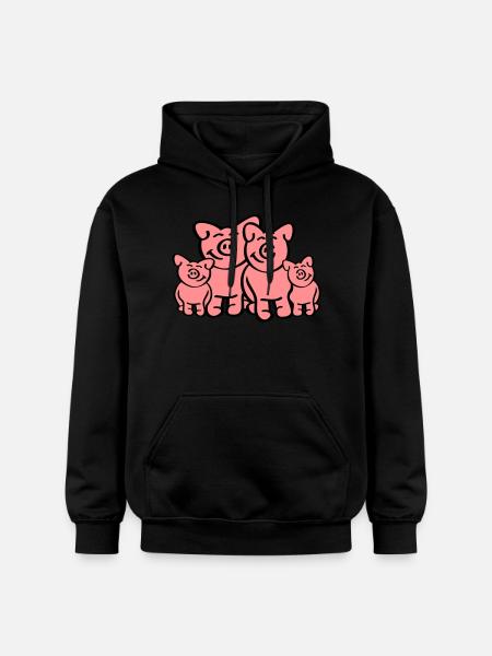 Pig Family - Gildan Unisex Softstyle® Midweight Hoodie - black