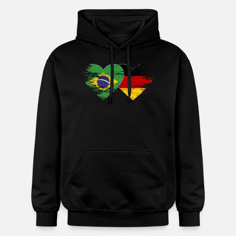 Brésil Allemagne drapeau utilisé coeur - Sweat à capuche Softstyle® Gildan Unisexe - noir