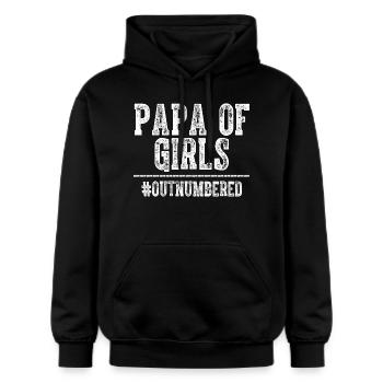 Papa der Mädchen am Vatertag in der Überzahl - Gildan Unisex Softstyle® Midweight Hoodie - Schwarz - Vorne - Marisol (170cm) & Nik (191cm)
