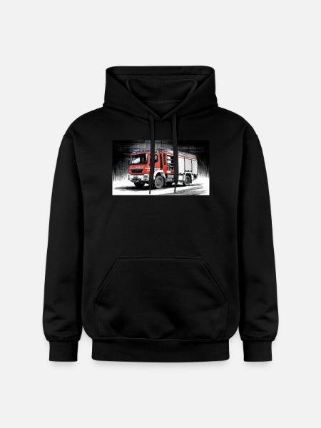 Fire Truck - Gildan Unisex Softstyle® Midweight Hoodie - black