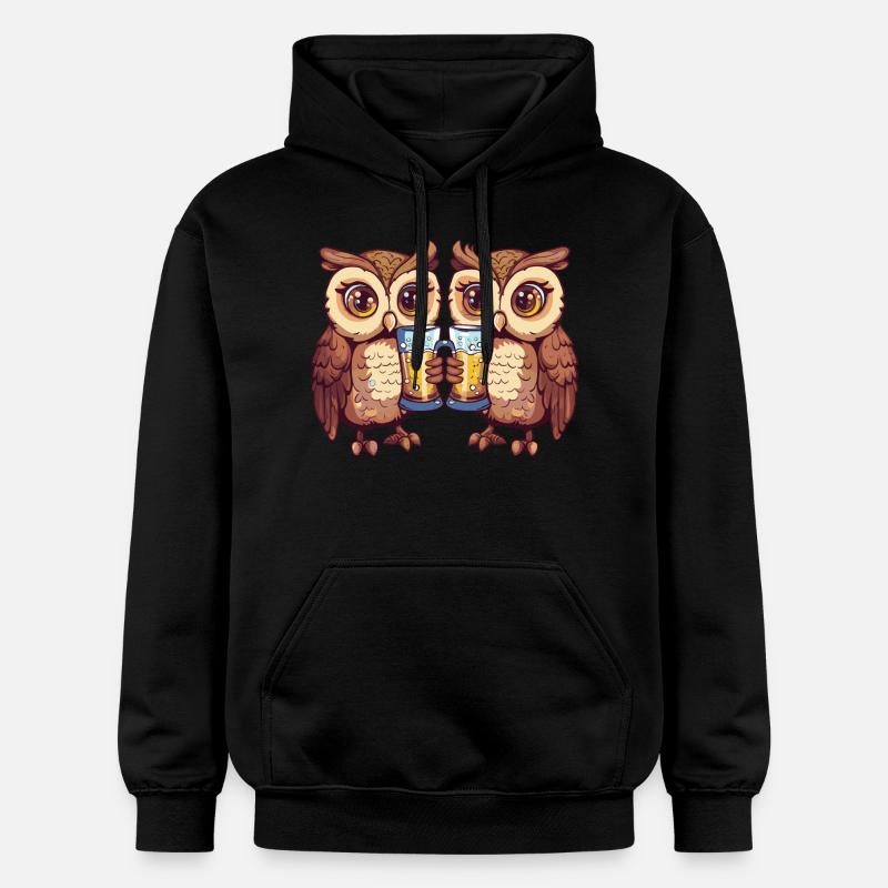 Eule Comic Bier Lustig Saufen - Gildan Unisex Softstyle® Midweight Hoodie - Schwarz