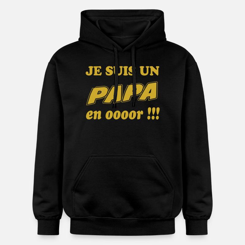 Un papa en ooooor - Sweat à capuche Softstyle® Gildan Unisexe - noir