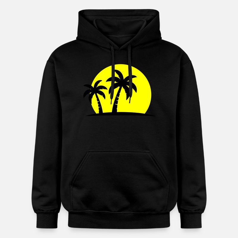 Palm Tree Beach Sunset Holiday - Sweat à capuche Softstyle® Gildan Unisexe - noir
