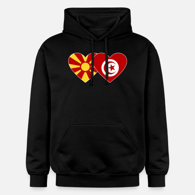 Macédoine Tunisie Drapeau Coeur - Sweat à capuche Softstyle® Gildan Unisexe - noir